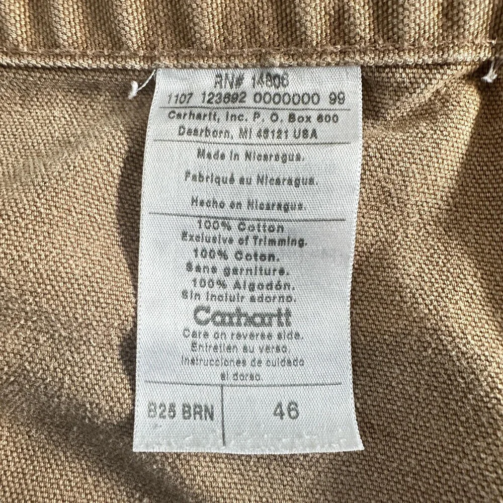Carhartt Shorts Mens 46 Brown B25 Carpenter Work Canvas Utility Relaxed Fit